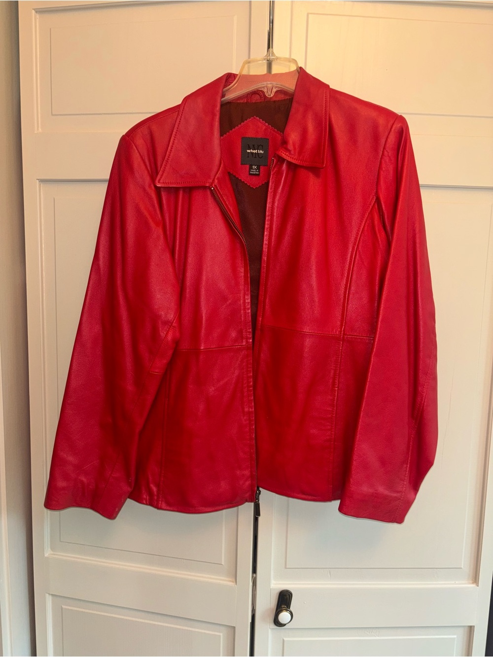 Red Leather Whet Blu Jacket - Women’s Classic Zip Coat